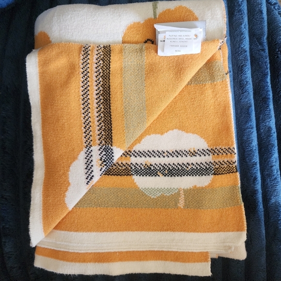 Okeo-Tex 100% Cotton Made In India Cute Pumpkin Print 12"×40" Baby Blanket EUC - Picture 3 of 9